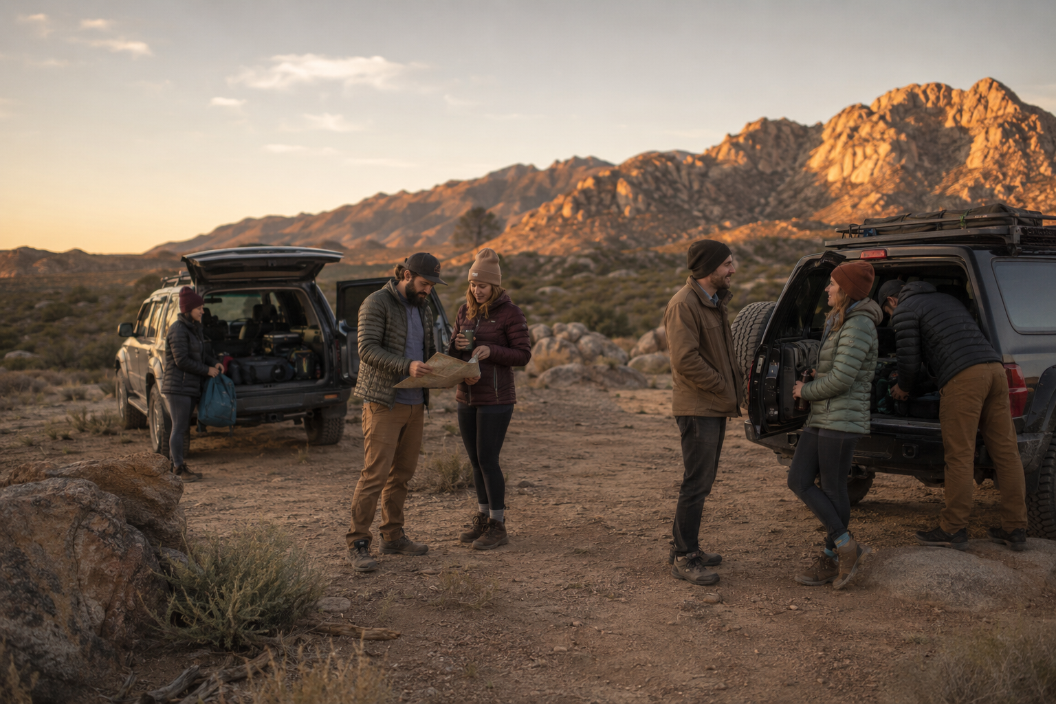 Club members preparing for a day outside